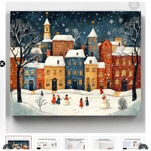 Canvas by Numbers Paint by Numbers Kit Winter Village Town Scene Snow Landscape